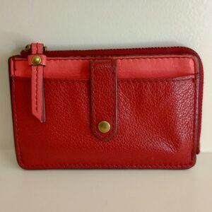 Fossil Women's Red + Coral Leather ID Wallet
